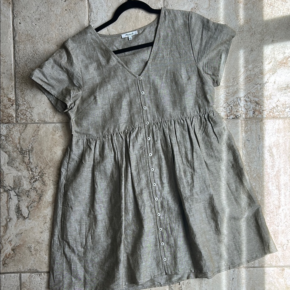 Madewell Green Short Sleeve Pleated Blouse/Dress